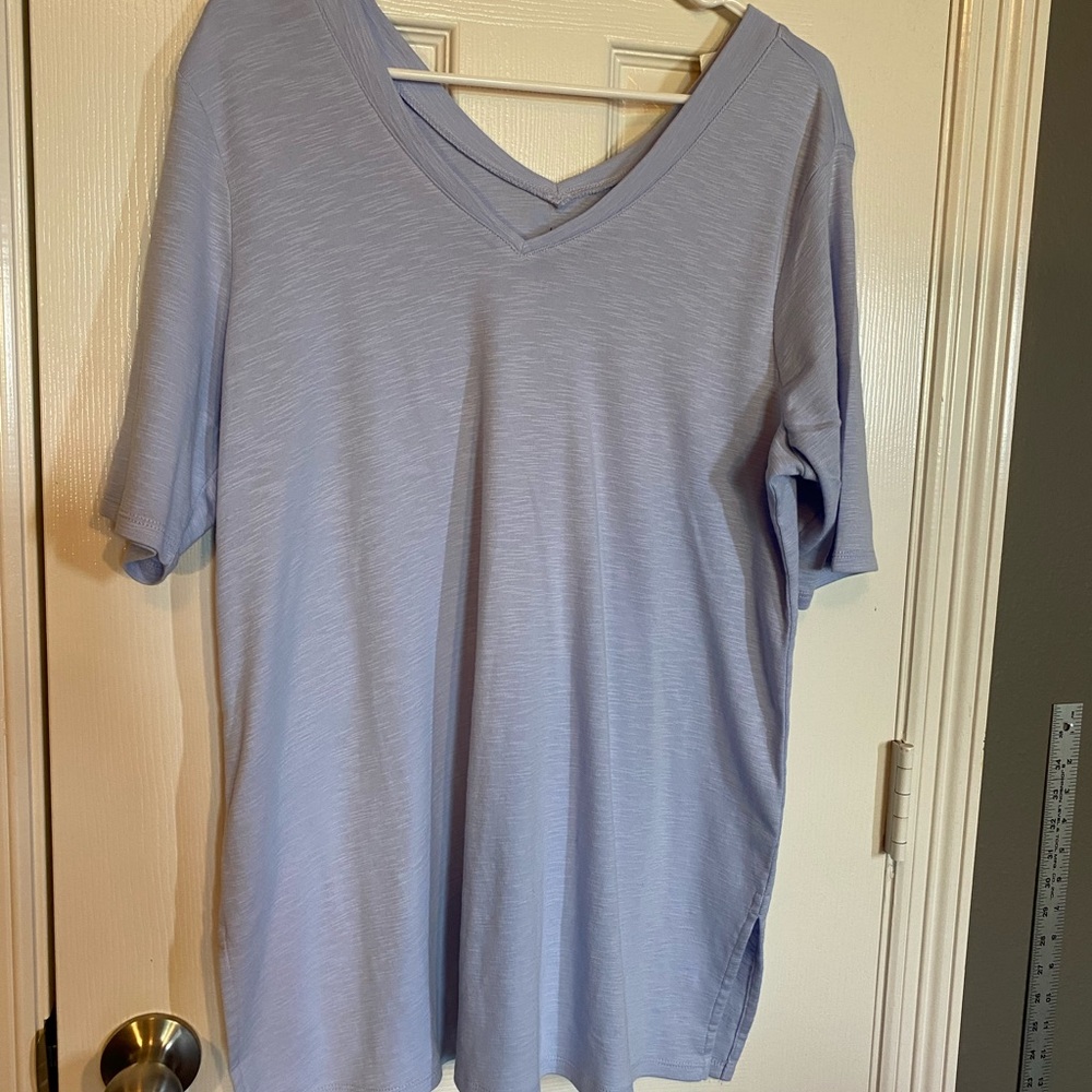 J Jill Pima Double V Elbow sleeve Tunic NWT Pale Blue